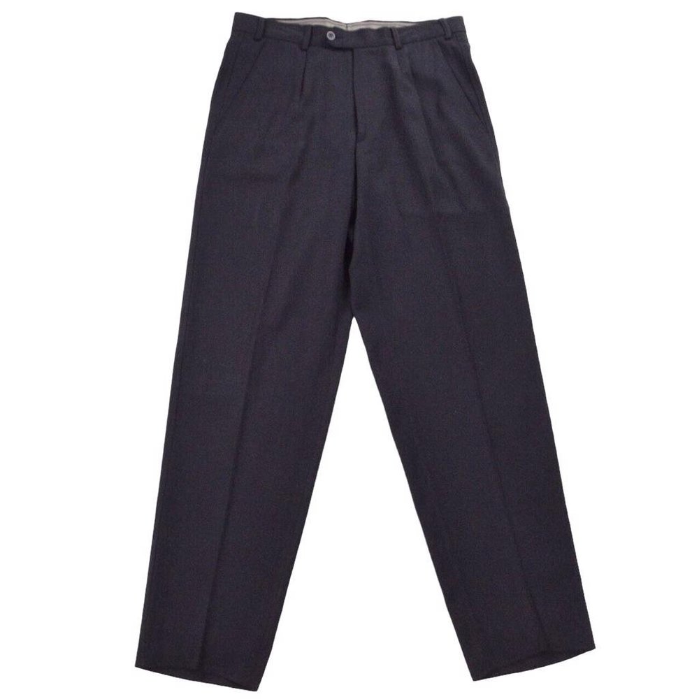 Ermenegildo Zegna Mens Pants Trousers 35 Black Pleated Cotton Blend Italy